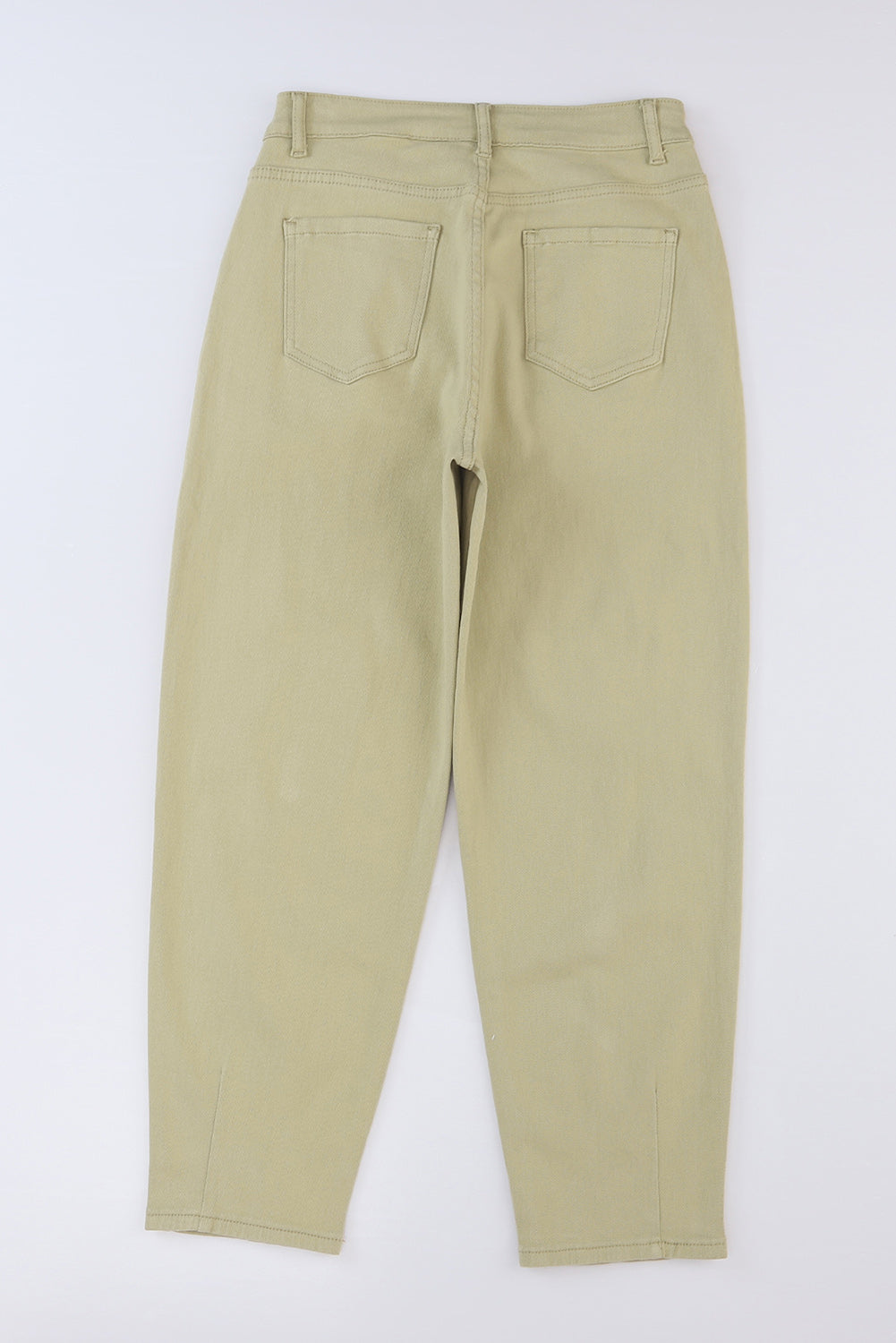 Khaki Solid High Waist Casual Pants - LA Grand