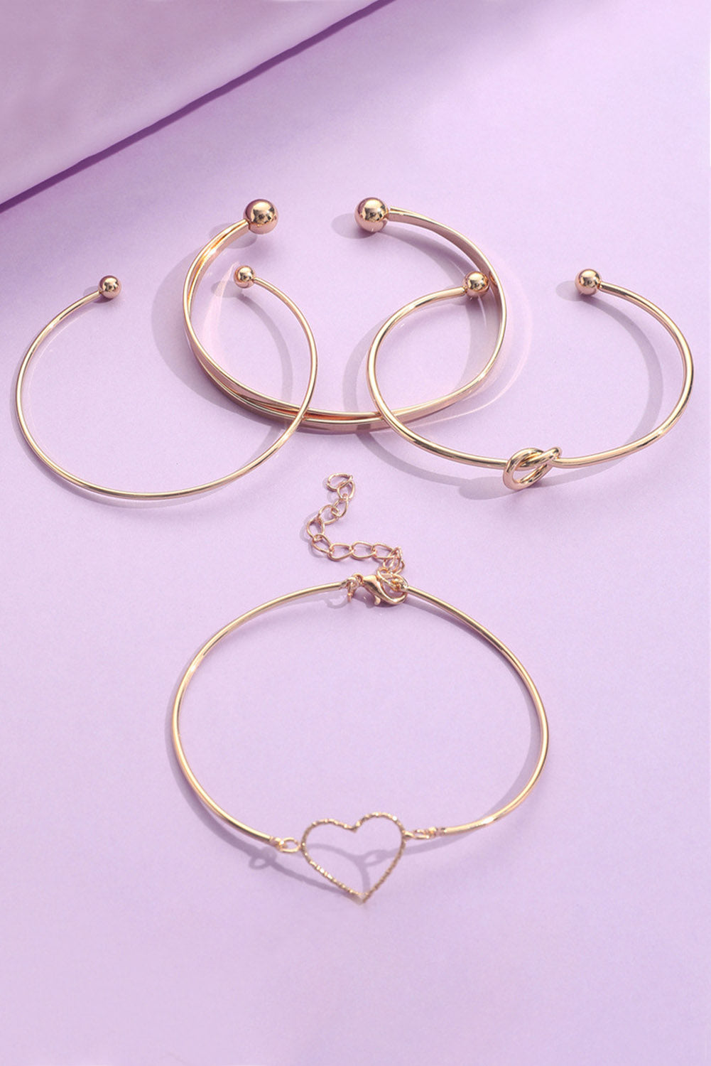 Gold Love Geometric Cross Bracelet 4-piece Set - LA Grand