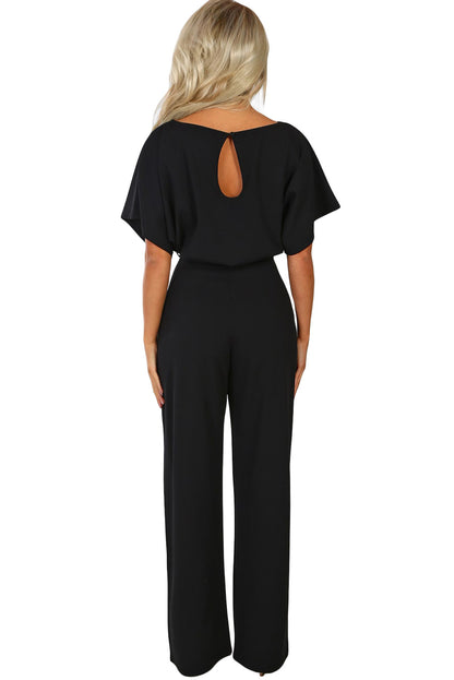 Indigo Glamour: Belted Wide Leg Jumpsuit - LA Grand