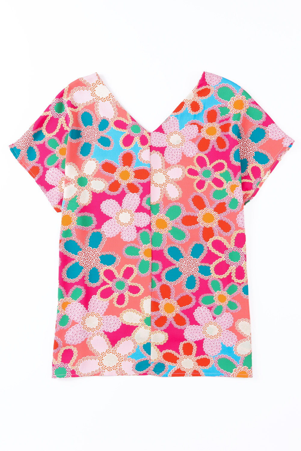 Pink Abstract Print V Neck Dolman Blouse - LA Grand