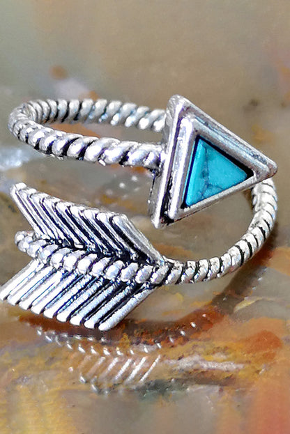 Silver Turquoise Arrow Shape Open Ring - LA Grand