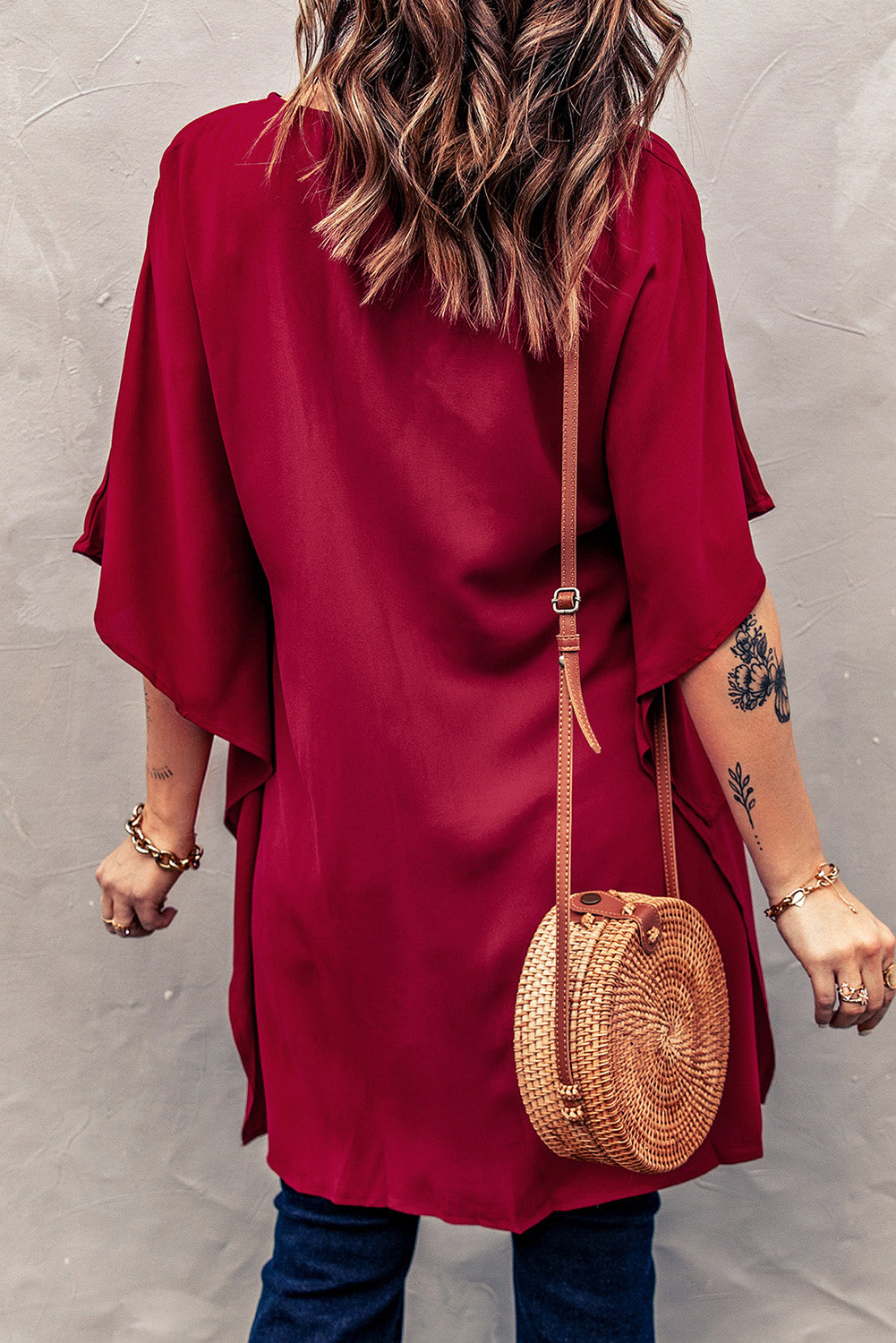 Fiery Red Chic High Low Kimono Top - LA Grand