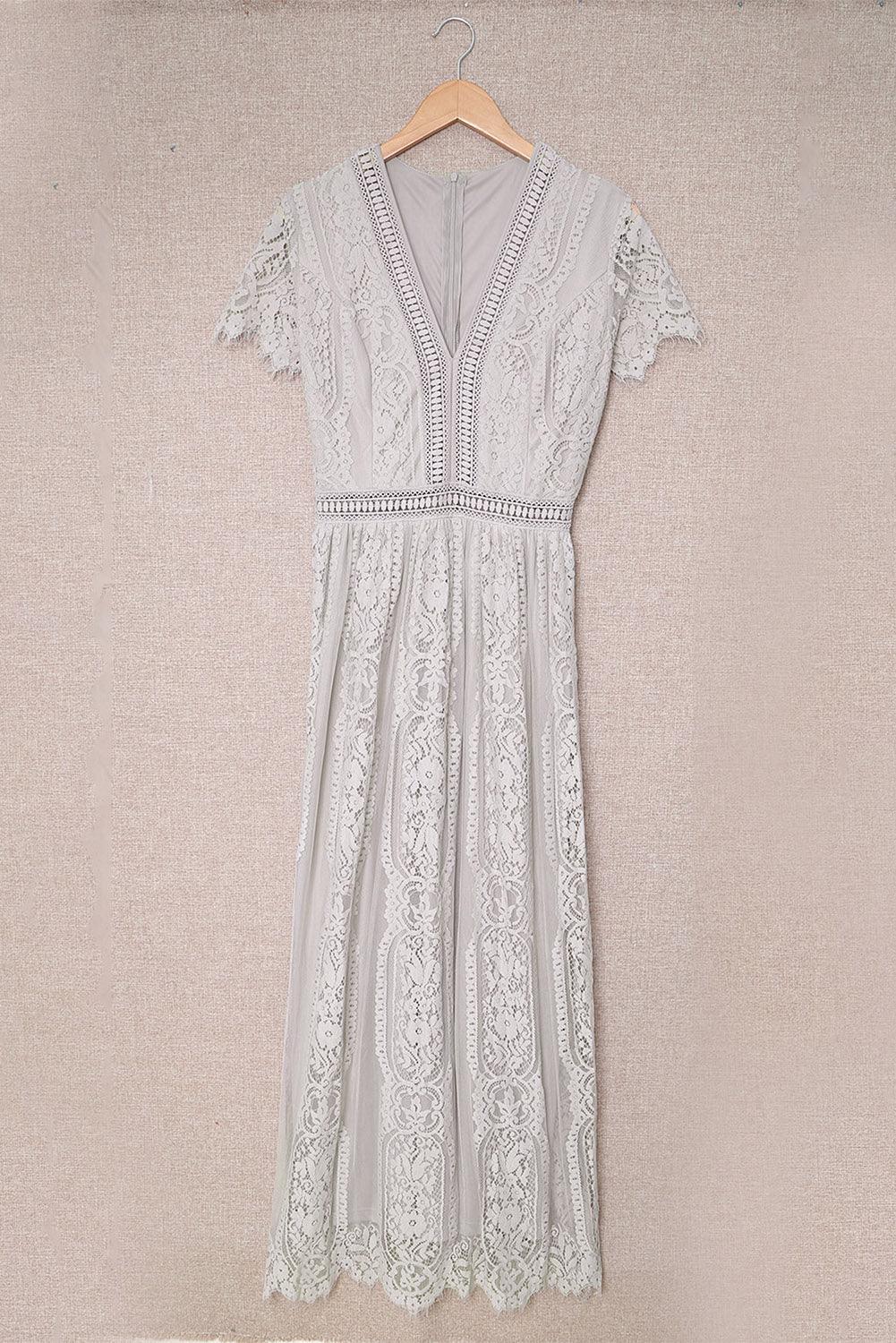 Serenity Sky Lace-Inspired Maxi Dress - LA Grand