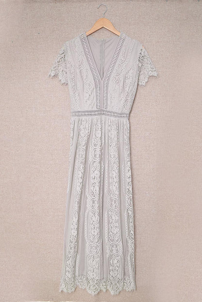 Serenity Sky Lace-Inspired Maxi Dress - LA Grand