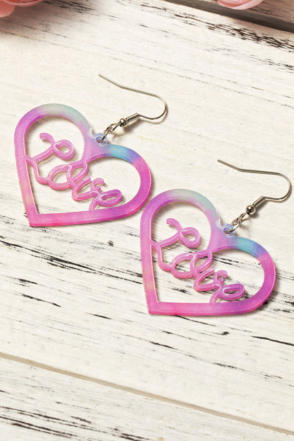 Pink Love Hollowed Heart Valentines Fashion Earrings - LA Grand