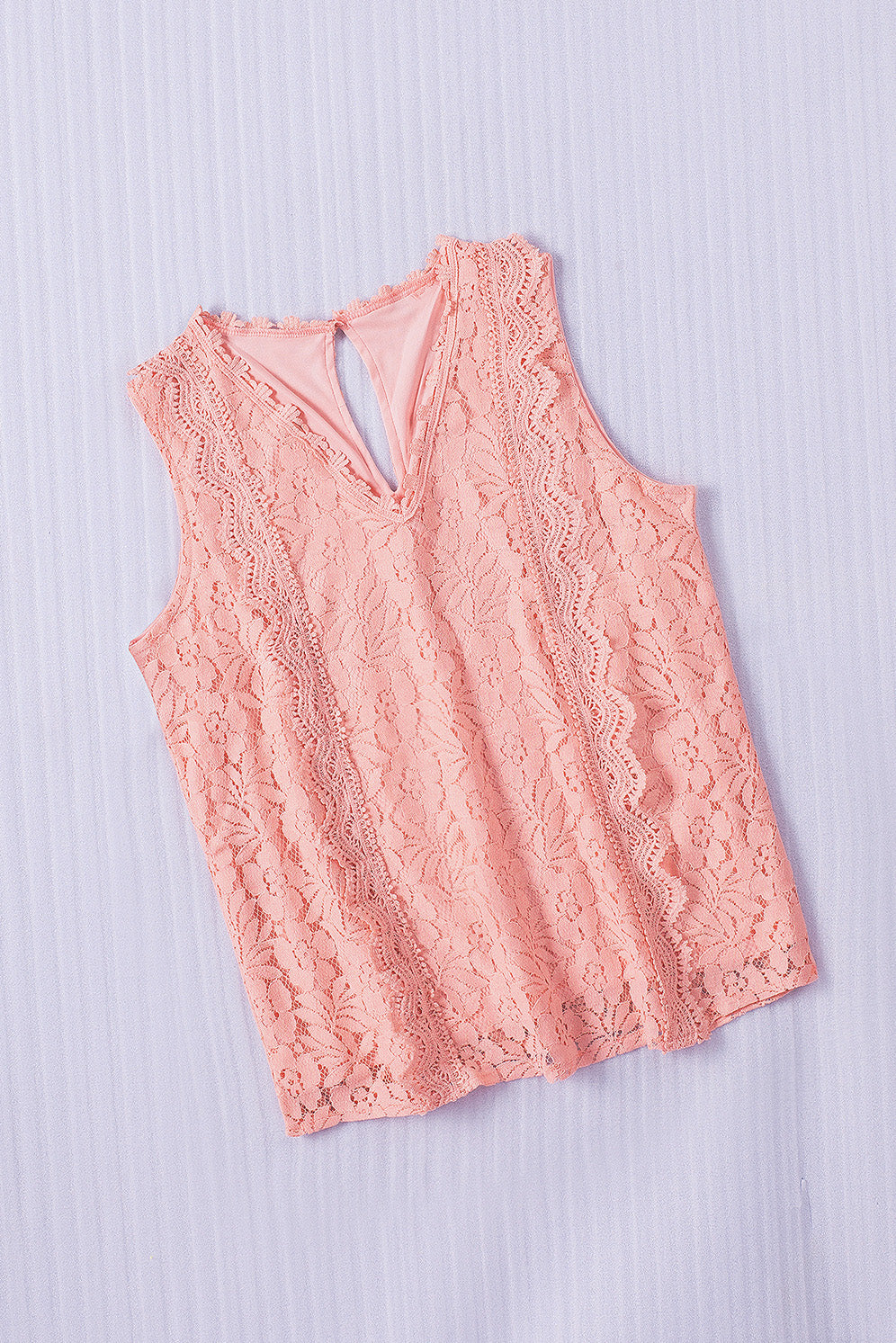 Pink Lace V Neck Tank Top - LA Grand