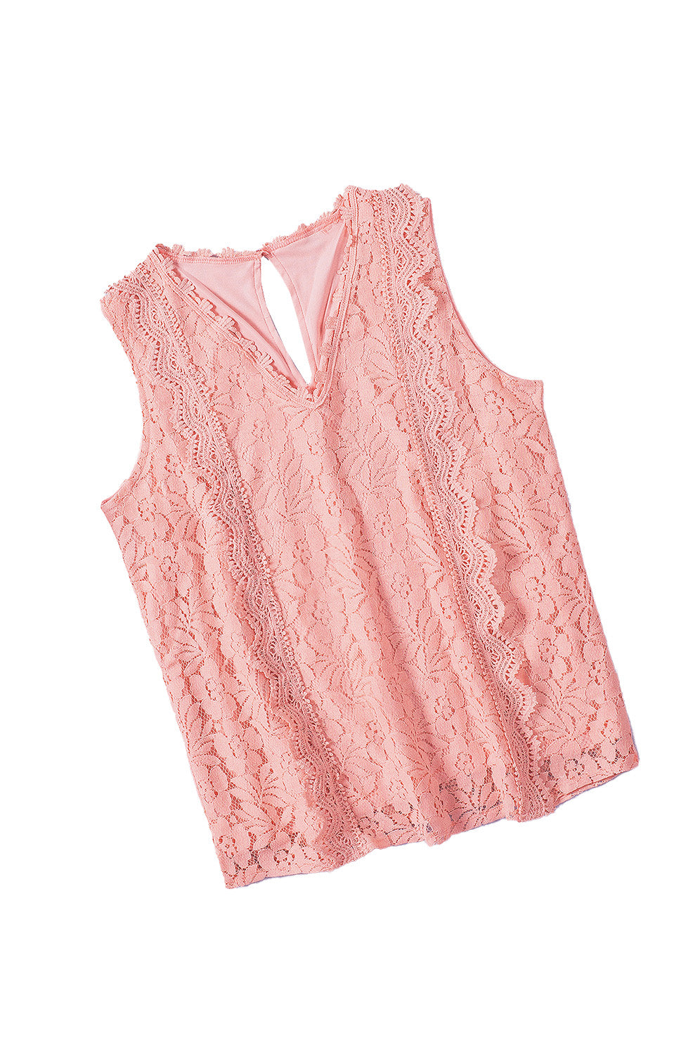 Pink Lace V Neck Tank Top - LA Grand