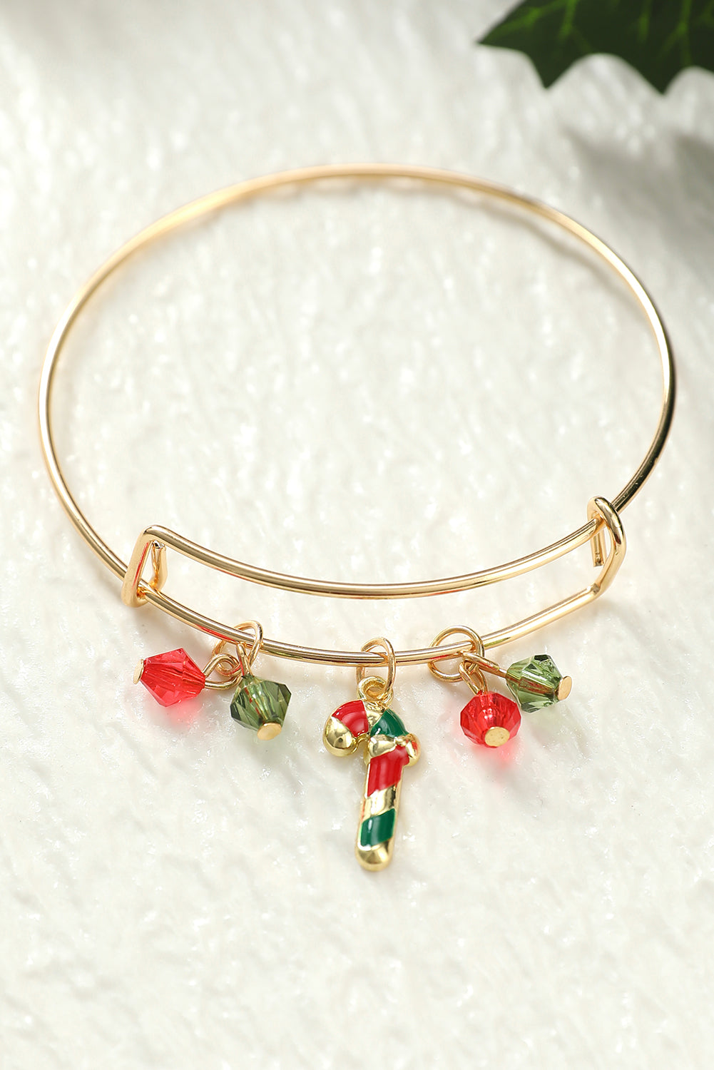 Gold Christmas Candy Cane Beading Pendant Bracelet - LA Grand