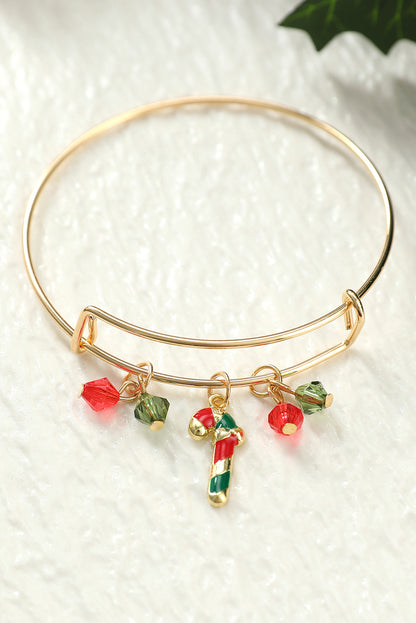 Gold Christmas Candy Cane Beading Pendant Bracelet - LA Grand