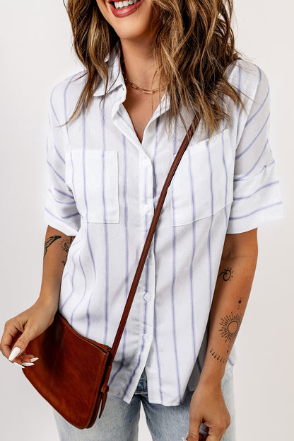 Blue Pocketed Striped Shirt - LA Grand