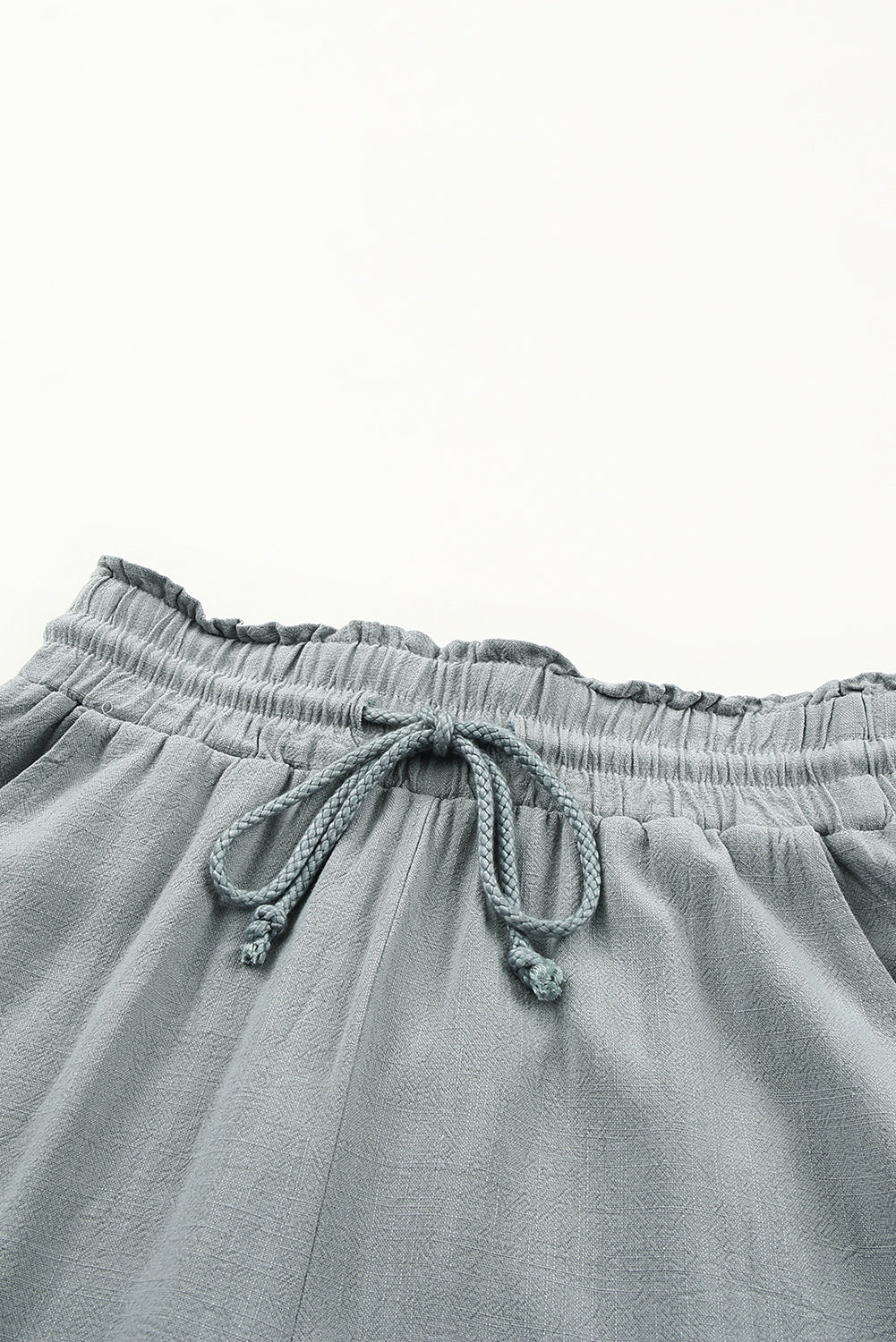 Gray Drawstring Frayed Edge Pocketed Shorts - LA Grand