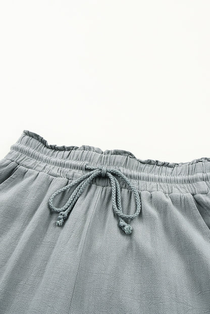 Gray Drawstring Frayed Edge Pocketed Shorts - LA Grand