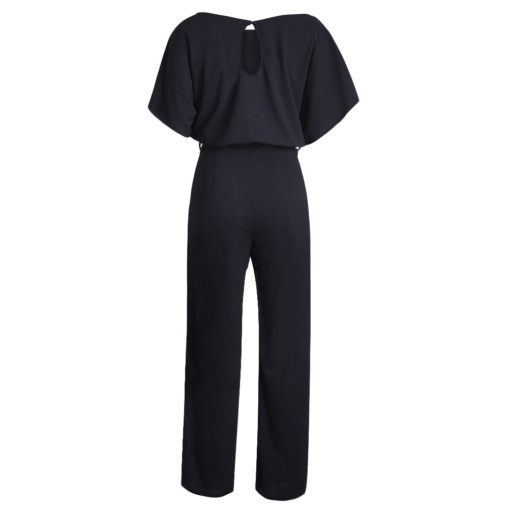 Indigo Glamour: Belted Wide Leg Jumpsuit - LA Grand