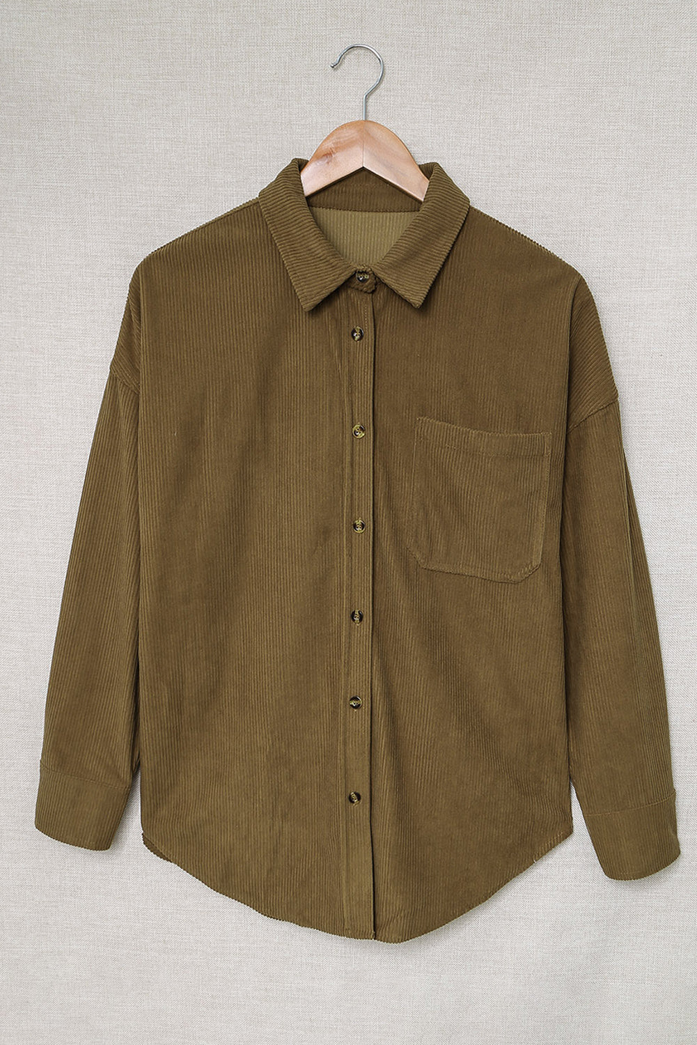 Brown Corduroy Button Pocket Shirt - LA Grand