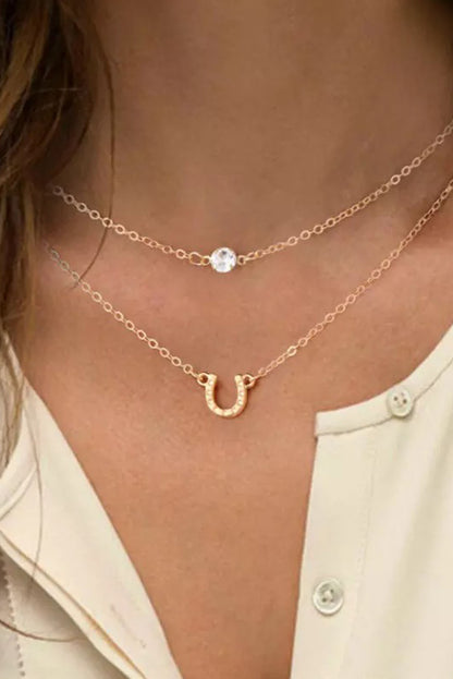 Gold Horseshoe Layered Chopped Necklace - LA Grand