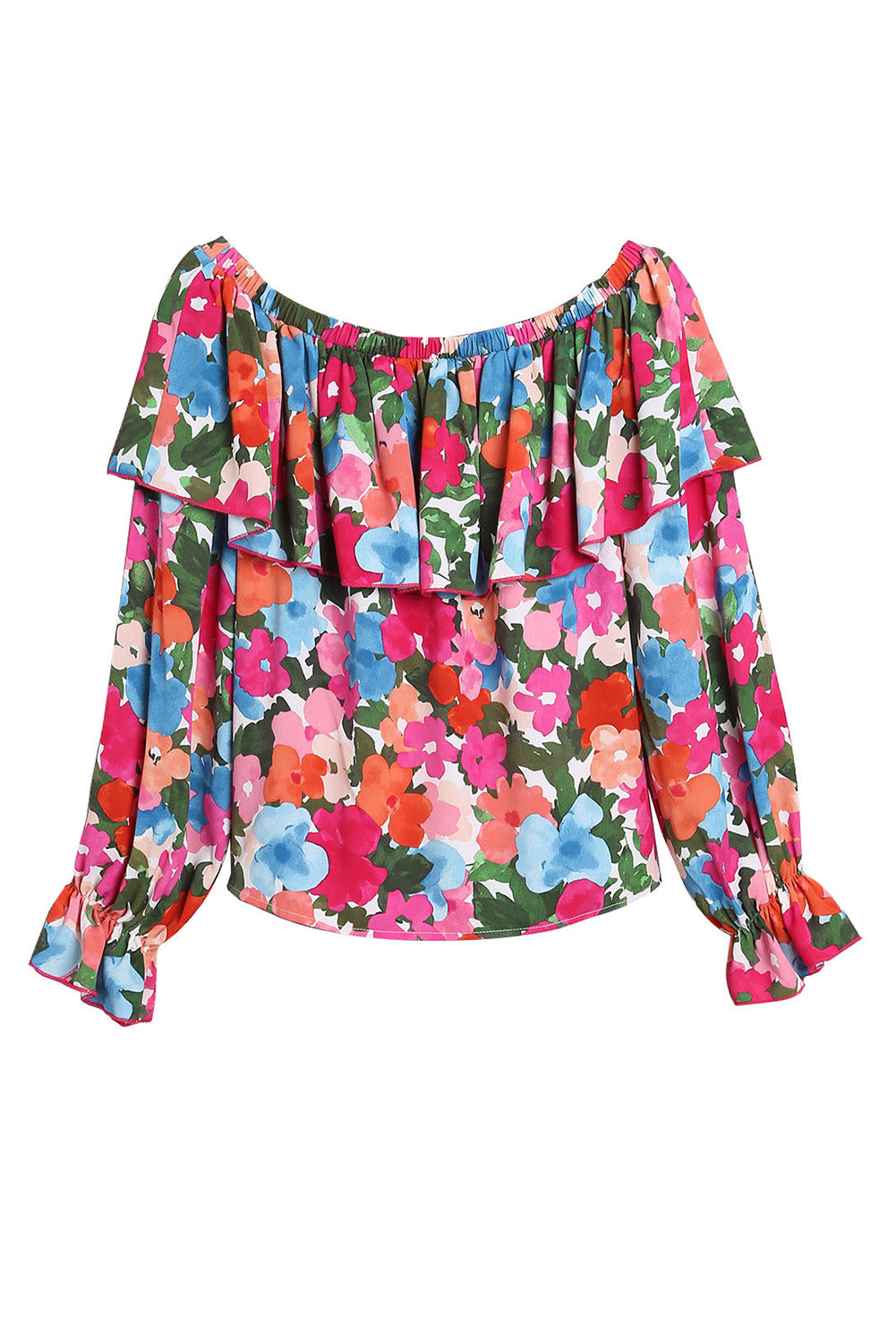 Floral Print Ruffled Off Shoulder Blouse - LA Grand