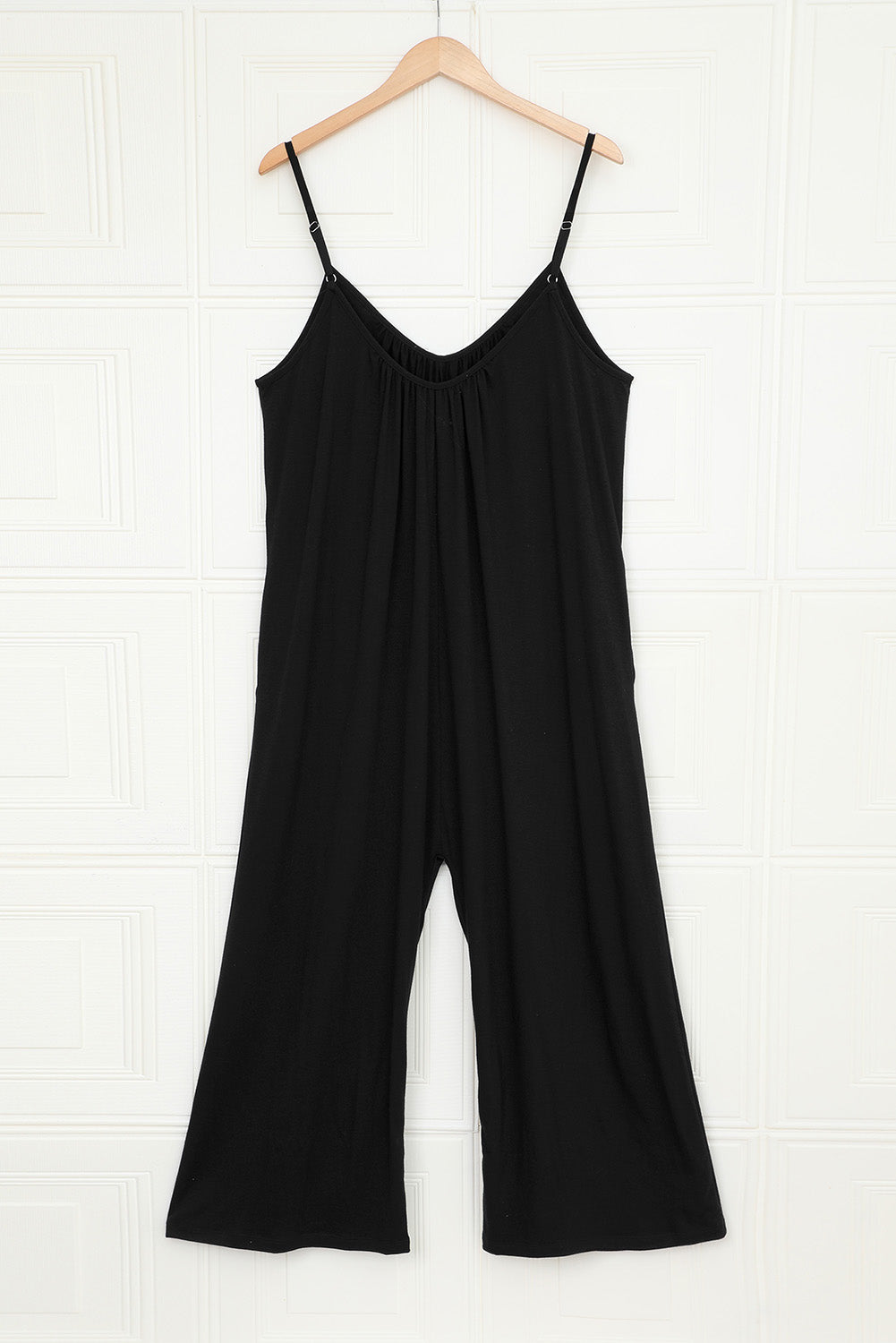 Black Spaghetti Straps Wide Leg Pocketed Jumpsuits - LA Grand