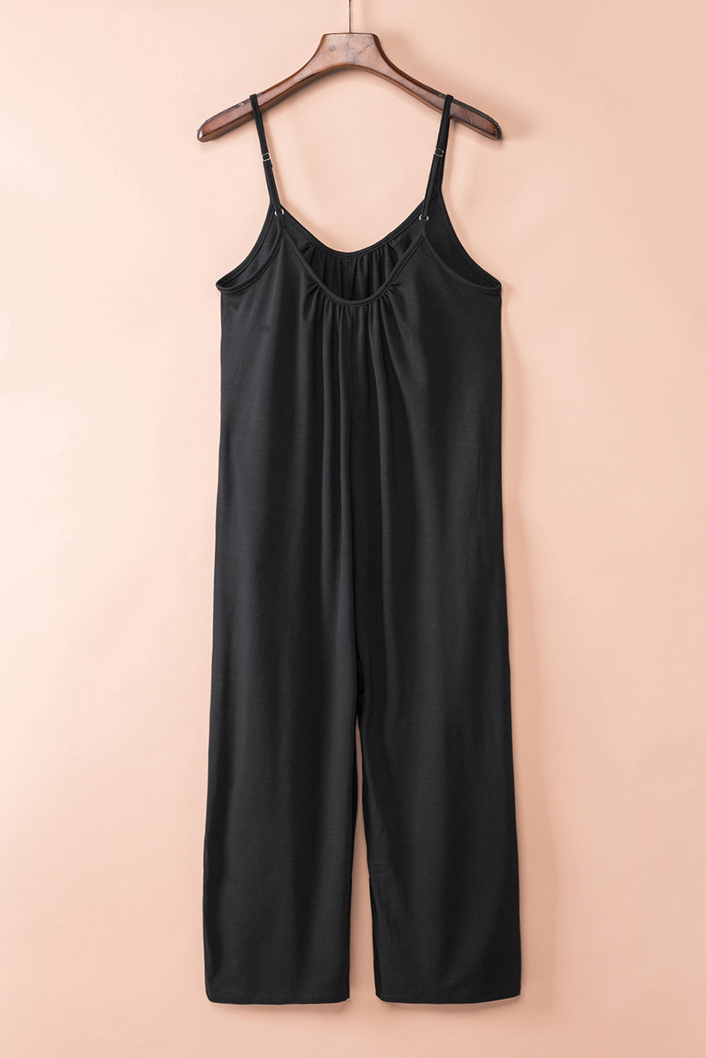 Black Spaghetti Straps Wide Leg Pocketed Jumpsuits - LA Grand