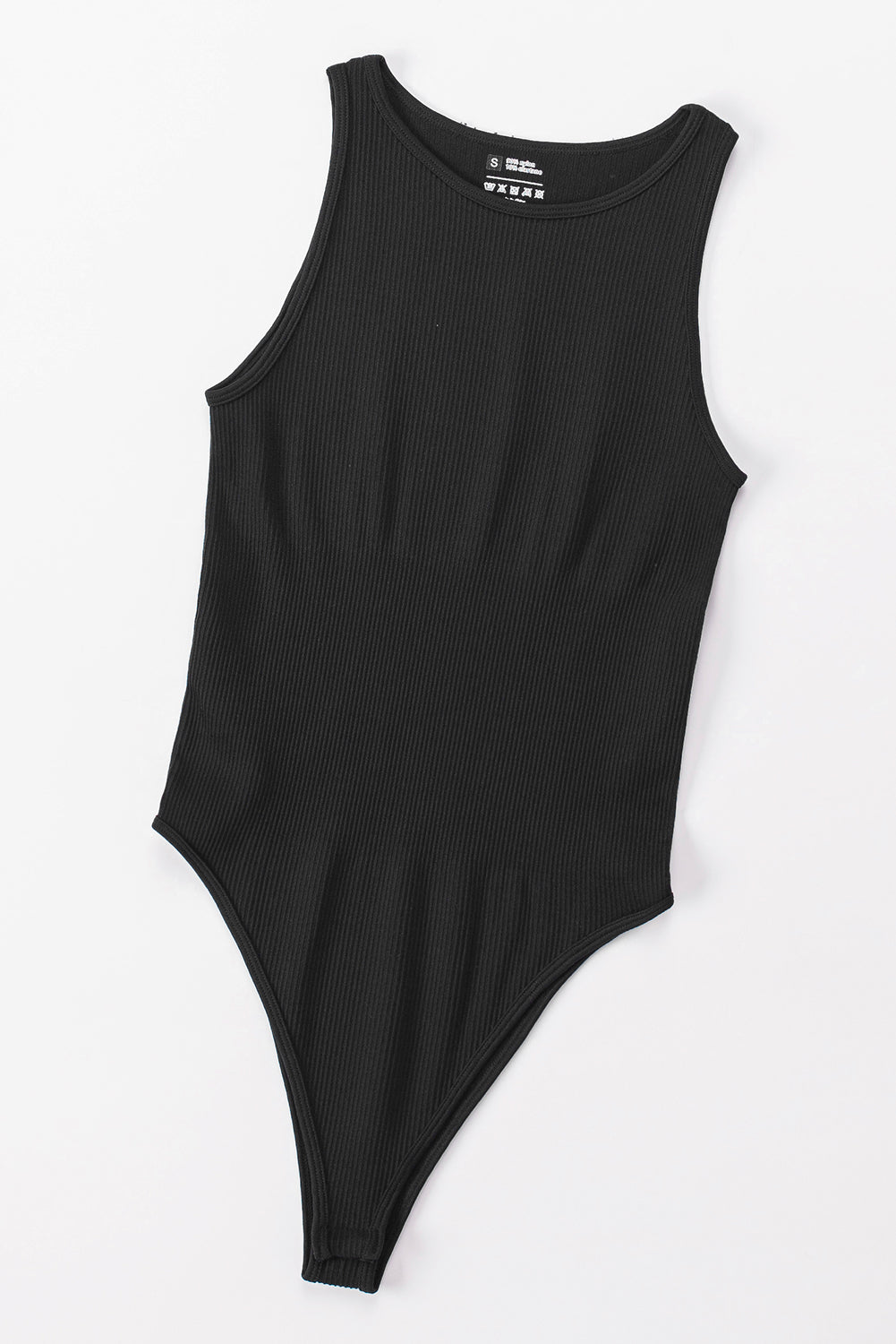 Black Solid Color Ribbed Sleeveless Sport Romper - LA Grand