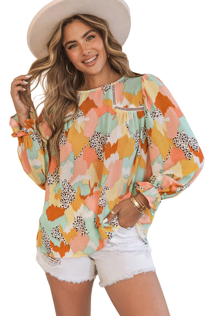 Multicolor Abstract Printed Long Sleeve Blouse - LA Grand