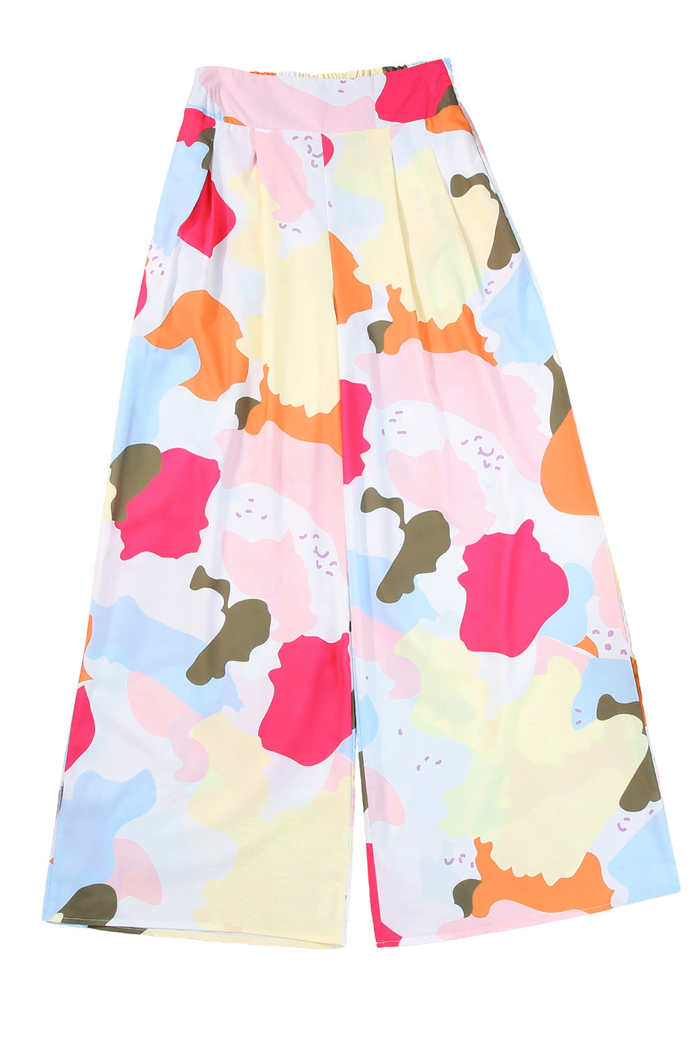 Multicolor Color Palette Print Flowy Wide Leg Pants - LA Grand