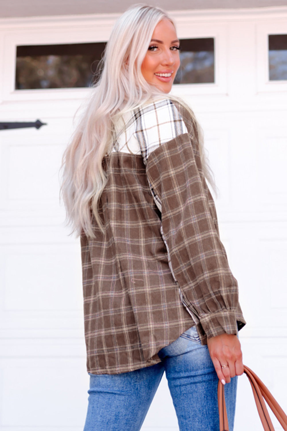 Brown Mixed Plaid Soft Oversized Shirt - LA Grand