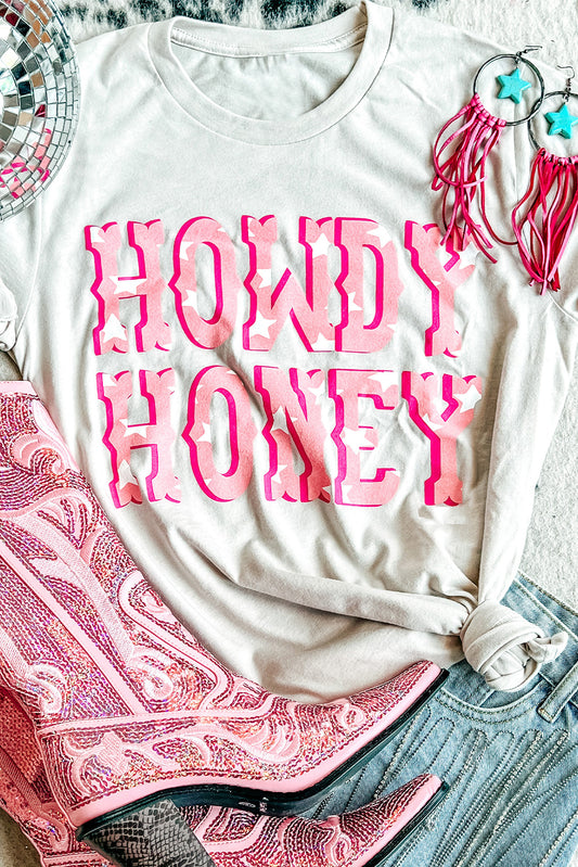 White HOWDY HONEY Graphic T Shirt - LA Grand