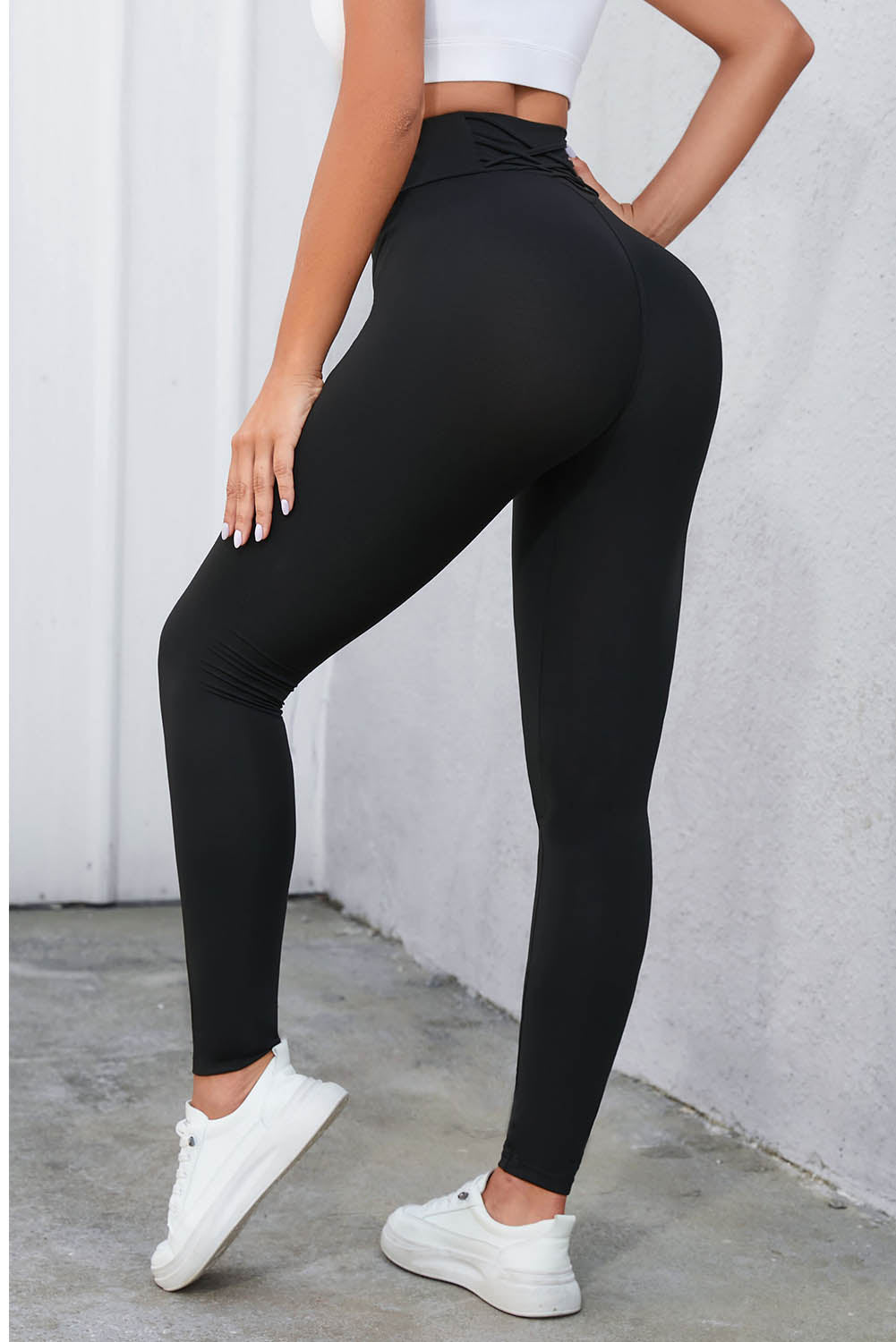 Black Criss Cross Tummy Control High Waist Leggings - LA Grand