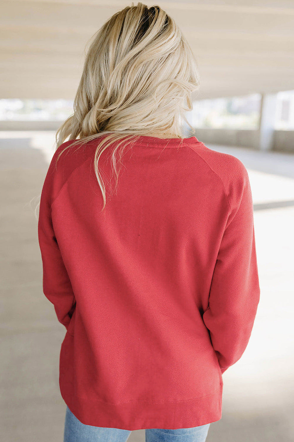 Red Valentine Heart Beaded Graphic Sweatshirt - LA Grand