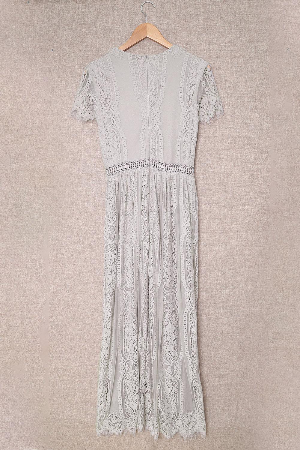 Serenity Sky Lace-Inspired Maxi Dress - LA Grand