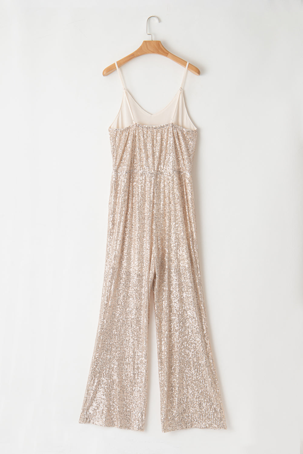 Gold Sequined V Neck Sleeveless High Waist Jumpsuit - LA Grand