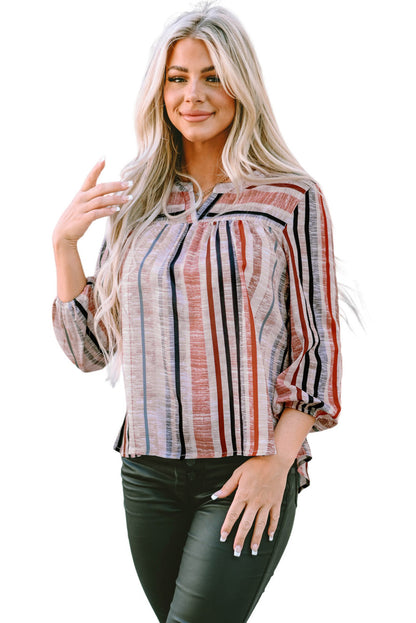 Multicolor Striped 3/4 Sleeve Blouse - LA Grand