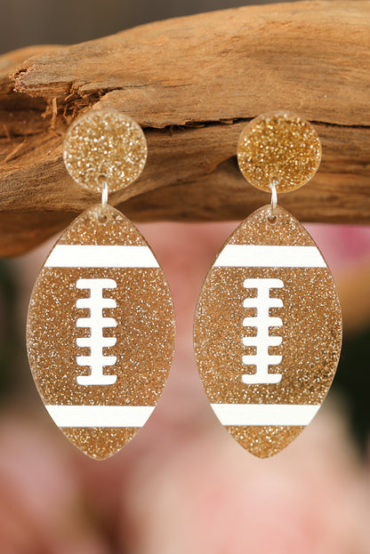 Brown Glittering Rugby Pendant Earrings - LA Grand