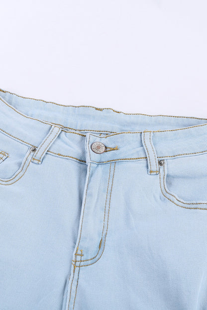 Sky Blue Washed Ripped Knee Wide Legs Jeans - LA Grand