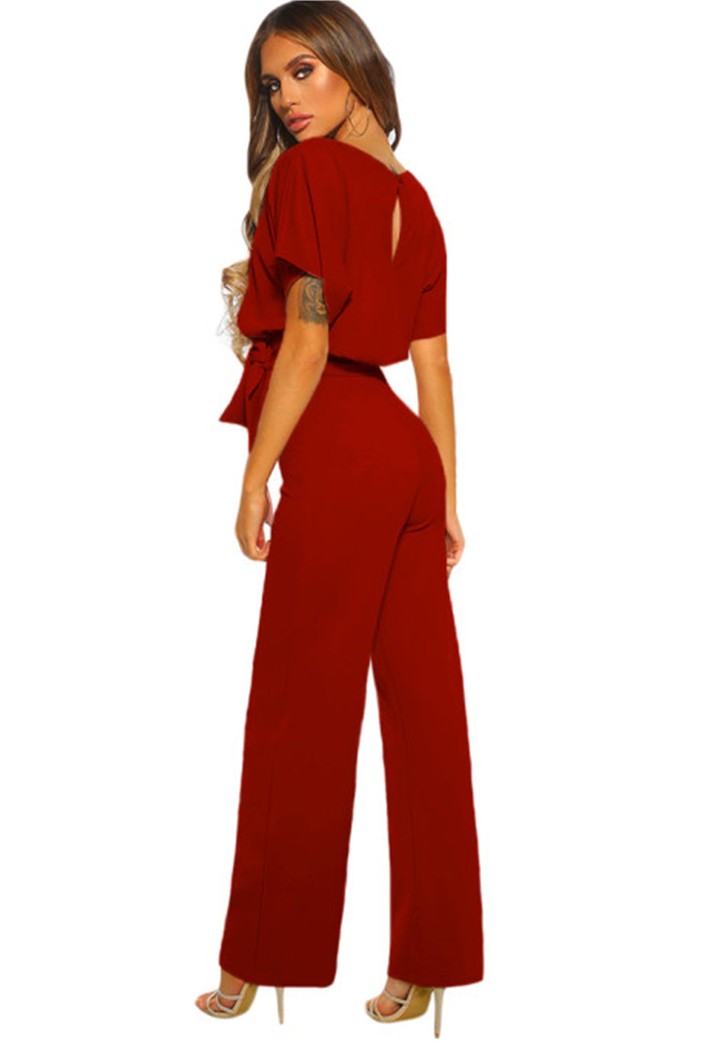 Indigo Glamour: Belted Wide Leg Jumpsuit - LA Grand