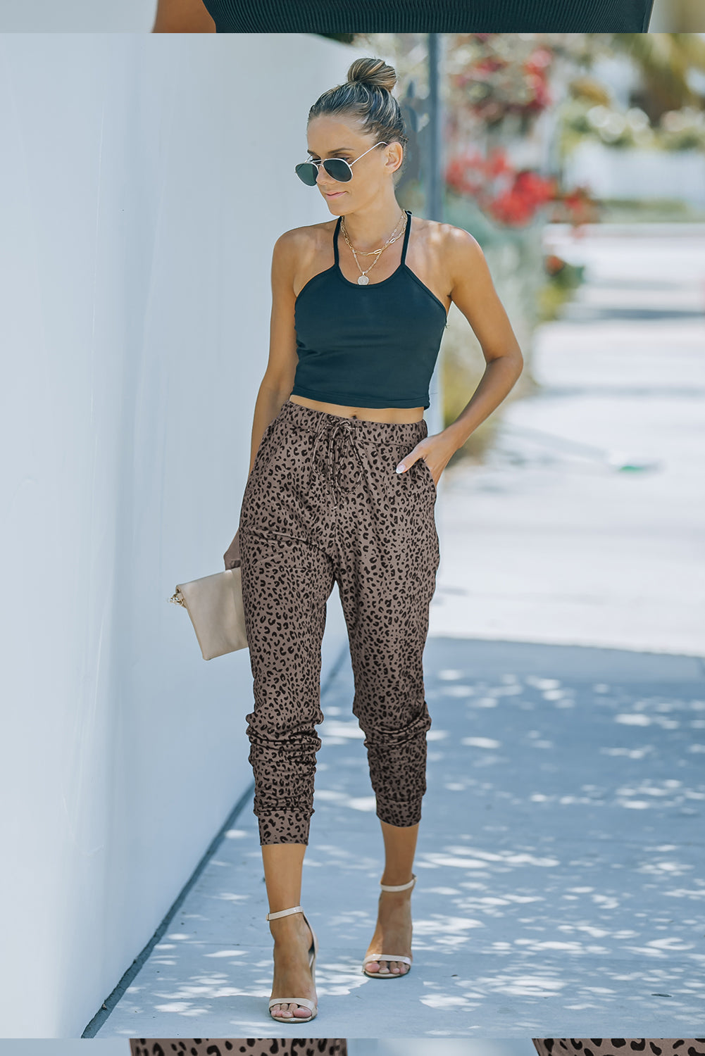 Black Breezy Leopard Joggers - LA Grand