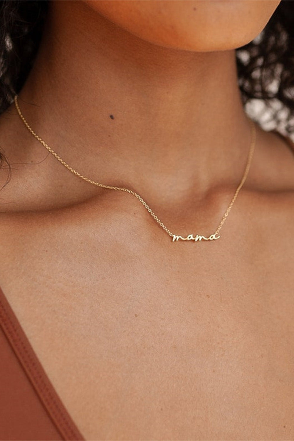 Gold Tiny Mama Script Necklace - LA Grand