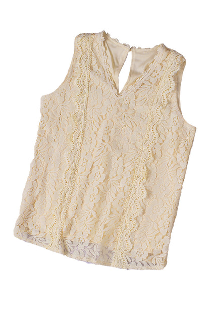 Pink Lace V Neck Tank Top - LA Grand