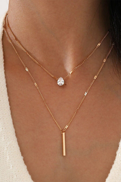 Gold Layered Rhinestone Pendant Necklace - LA Grand