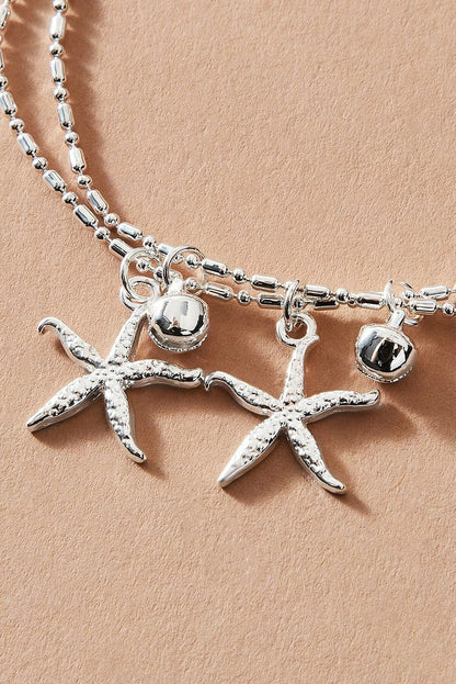 Silver Starfish Bell Dual-Layered Anklet - LA Grand