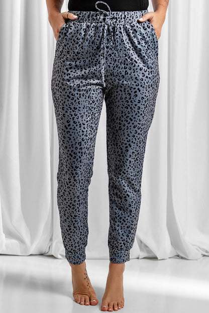 Black Breezy Leopard Joggers - LA Grand