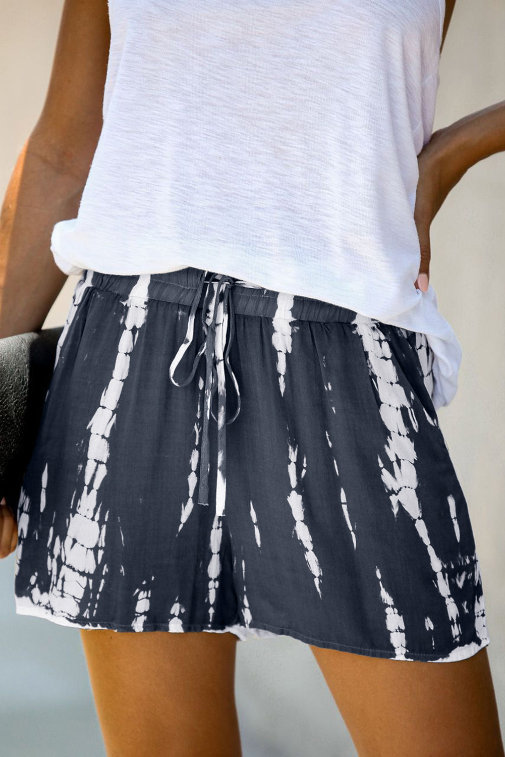 Gray Tie Dye Drawstring Casual Shorts - LA Grand