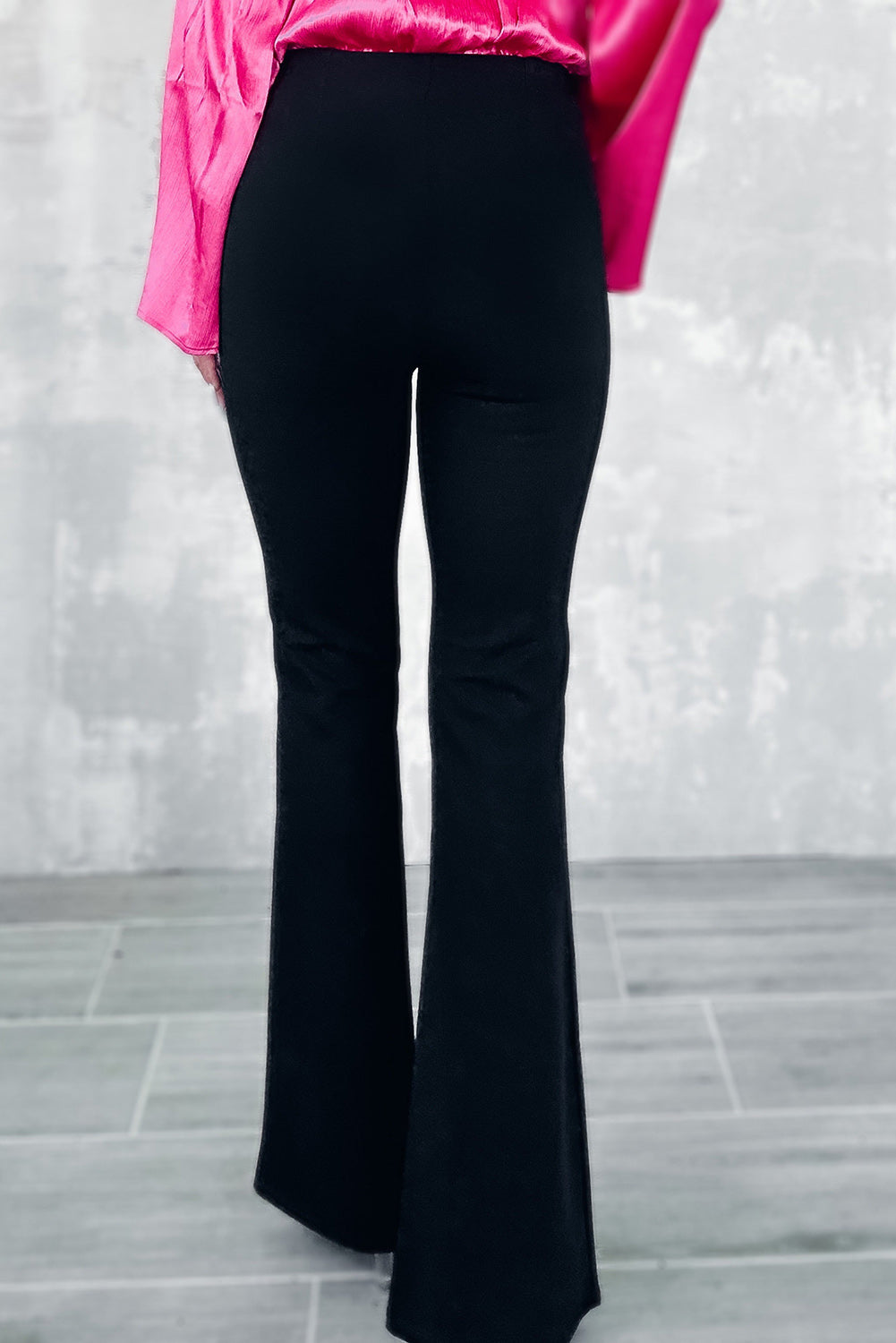 Black Split Front Flare Bottom Pants - LA Grand