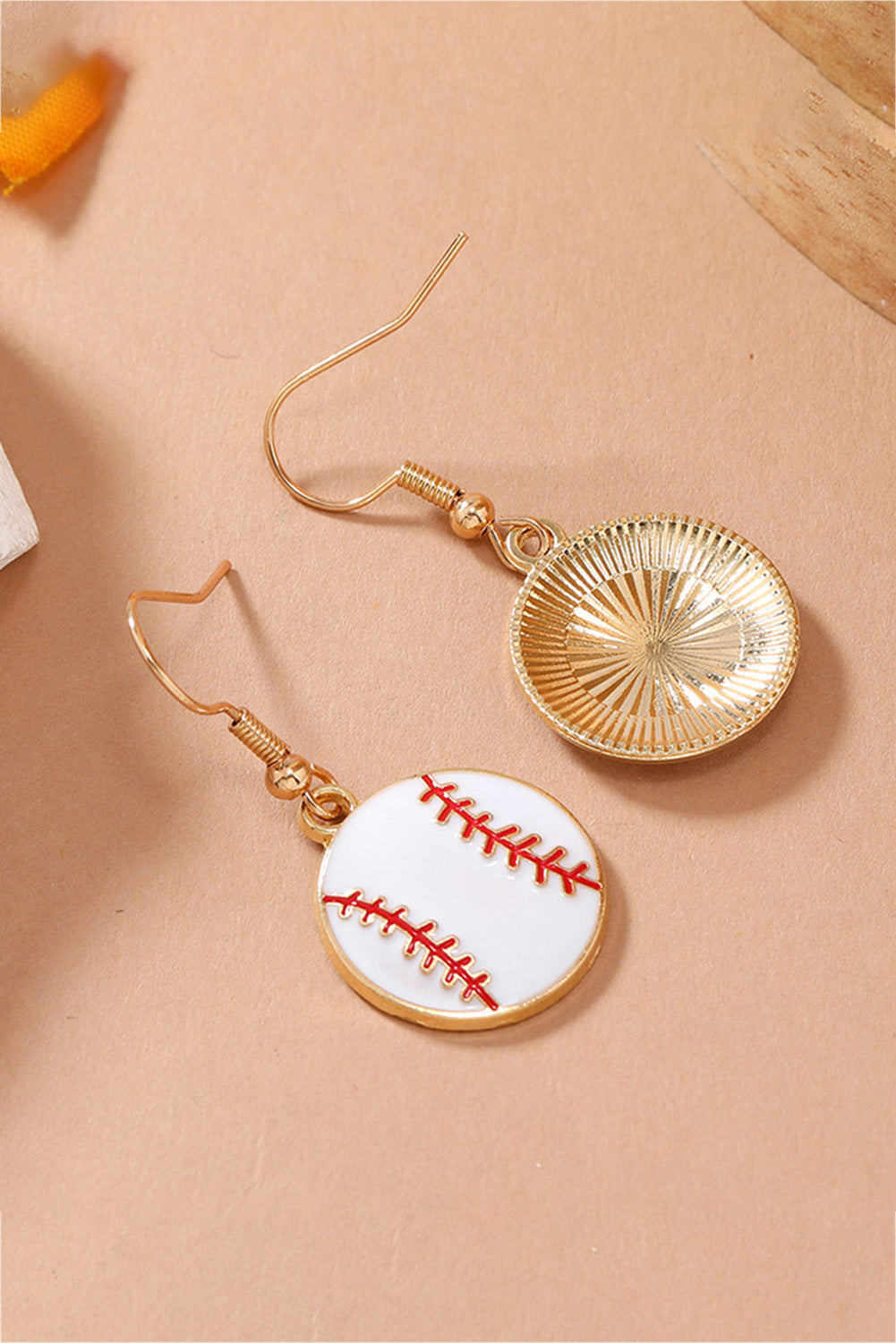 Gold Alloy Baseball Earrings - LA Grand