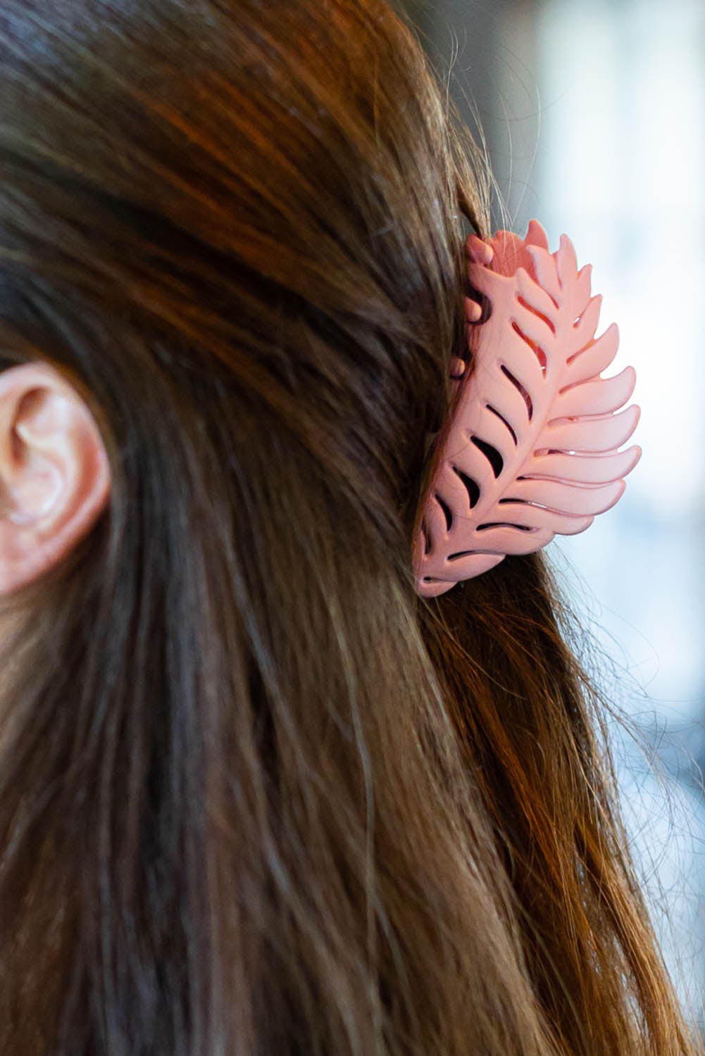 Pink Tropical Leaf Frosted Hair Claw Clip - LA Grand