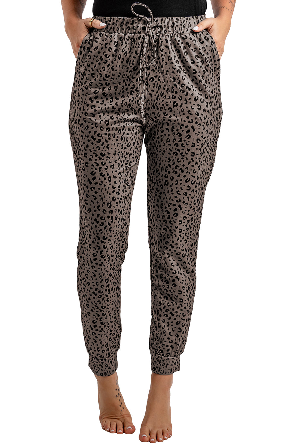 Black Breezy Leopard Joggers - LA Grand