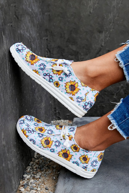 White Sunflower Slip On Shoes - LA Grand