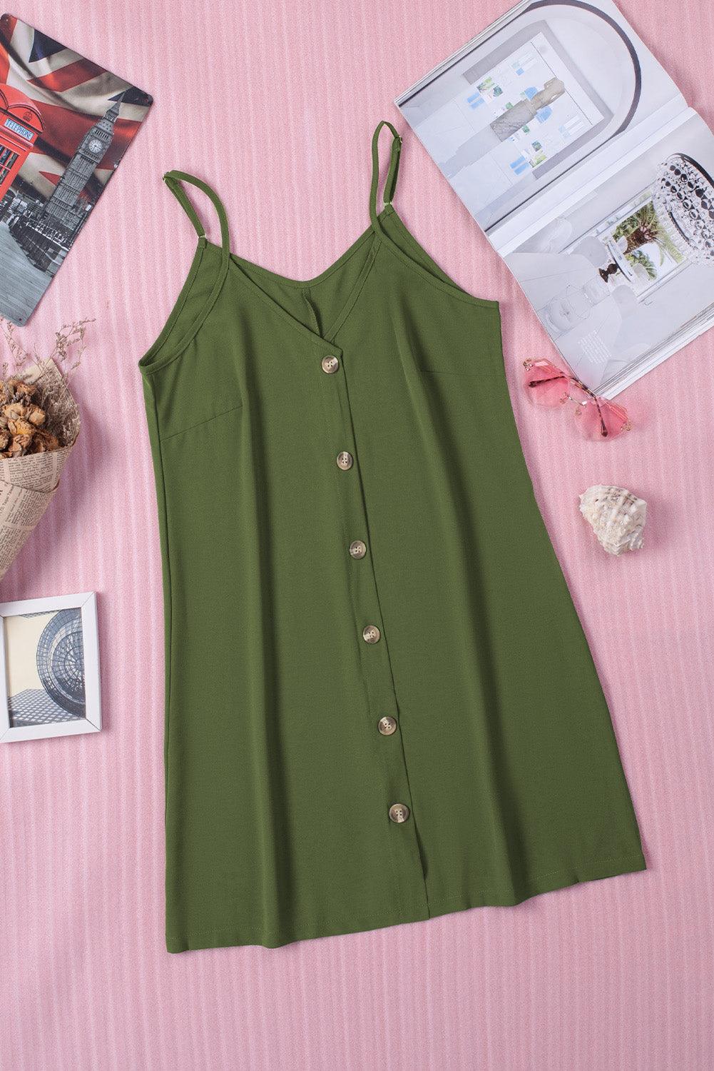 Green Buttoned Slip Dress - LA Grand