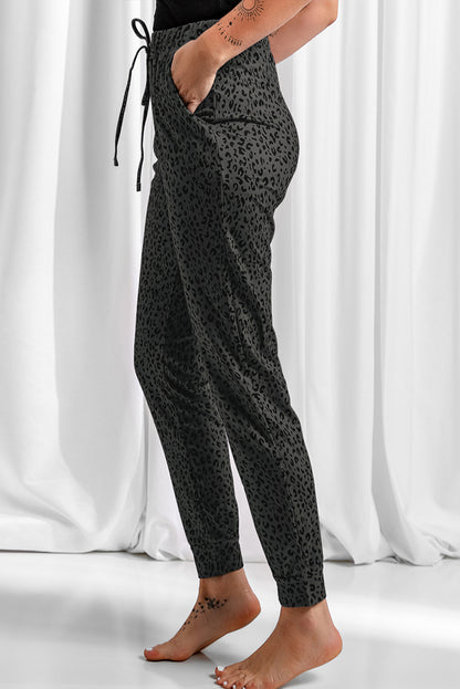 Black Breezy Leopard Joggers - LA Grand