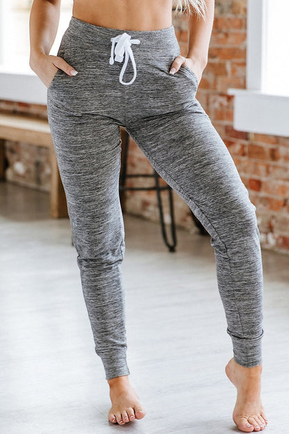 Navy Blue Drawstring Waist Pocketed Joggers - LA Grand